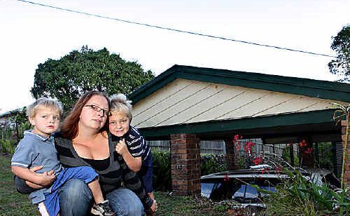 Michelle Byers lived a mother’s worst nightmare after her two boys Ashtyn, 6, and Kaleb, 3, were climbing on the roof and somebody witnessed Ashtyn swinging from the power line that goes over the top of the carport. Michelle Byers lived a mother’s worst nightmare after her two boys Ashtyn, 6, and Kaleb, 3, were climbing on the roof and somebody witnessed Ashtyn swinging from the power line that goes over the top of the carport.